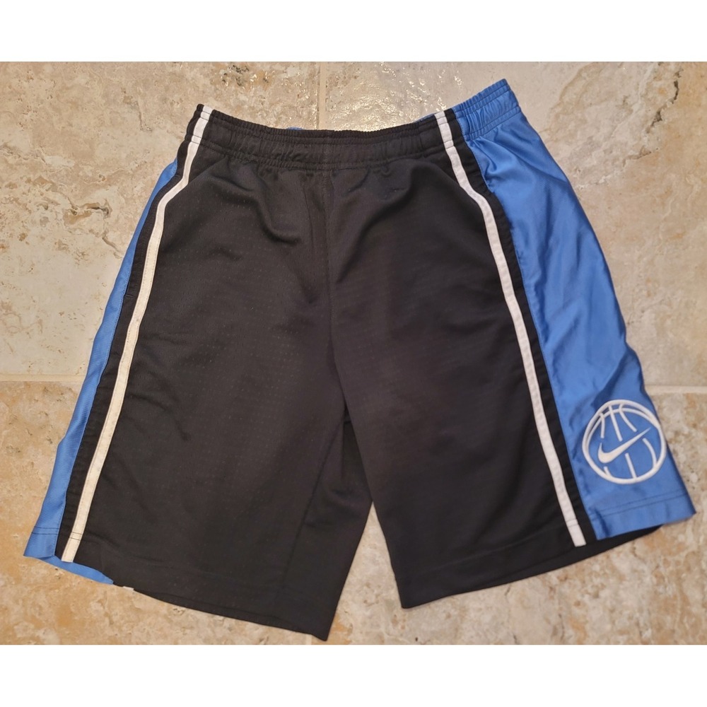 Vintage Nike basketball shorts Y2K Large boys 14/16 Blue black Nike Swoosh